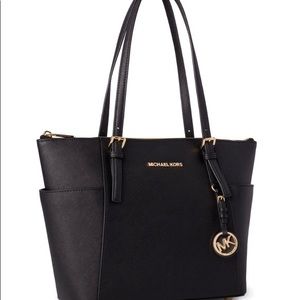 MICHAEL KORS BLACK JET SET TOTE SAFFIANO LEATHER